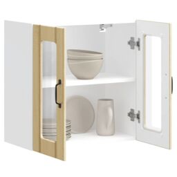 Berkfield Home Kitchen Wall Cabinet with Glass Door Lucca Sonoma Oak Engineered Wood in Brown - thumbnail 5