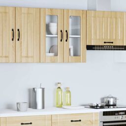 Berkfield Home Kitchen Wall Cabinet with Glass Door Lucca Sonoma Oak Engineered Wood in Brown - thumbnail 4