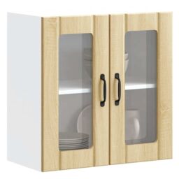 Berkfield Home Kitchen Wall Cabinet with Glass Door Lucca Sonoma Oak Engineered Wood in Brown - thumbnail 1