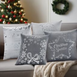 Luxury Living Christmas Merry Decorative Cushion Cover 45cm x 45cm in White - Size: 45 cm x 45 cm - thumbnail 2