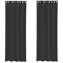 Berkfield Home Voile Curtains with Grommets 2 pcs Black 140x300 cm - thumbnail 1