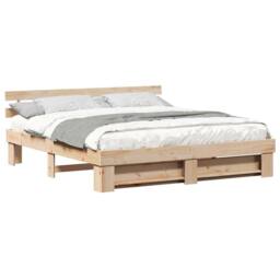 Berkfield Home with Headboard Brown 180 x 200 cm Solid pine wood in Light Brown - thumbnail 3
