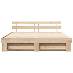 Berkfield Home with Headboard Brown 180 x 200 cm Solid pine wood in Light Brown - thumbnail 5