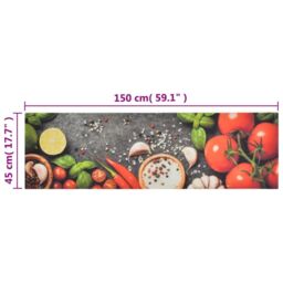 Berkfield Home Kitchen Rug Washable Vegetables 45x150 cm Velvet - thumbnail 5
