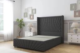 "Comfort Beds Sunrise Dumfries Divan Base 2 Drawers - 54"" Wingback-Footboard in Dark Grey - Size: King" - thumbnail 2