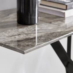 FurnitureboxUK Leonardo Rectangular Marble Effect Glass Top Console Table With Black Metal Starburst Legs in Grey - thumbnail 4