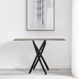 FurnitureboxUK Leonardo Rectangular Marble Effect Glass Top Console Table With Black Metal Starburst Legs in Grey - thumbnail 3