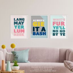 Artery8 Wall Art Print Pack of 3 A4 Scottish Sayings Good Wish Motivational Inspirational Expression Pastels Living Room s Set - thumbnail 2