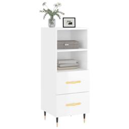 Berkfield Home Sideboard High Gloss White 34.5x34x90 cm Engineered Wood - thumbnail 3