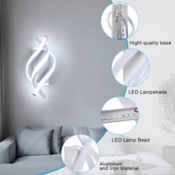 Pheashine Modern LED Wall Light Sconce, 22W, White, Acrylic, 6500K Cool White - thumbnail 2