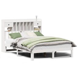 Berkfield Home Bookcase Bed without Mattress White 150x200cm Solid Wood Pine - Size: 150x200 cm - thumbnail 2