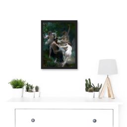Artery8 William Adolphe Bouguereau Nymphs Satyr Painting Artwork Framed Wall Art Print A4 in Black - thumbnail 2