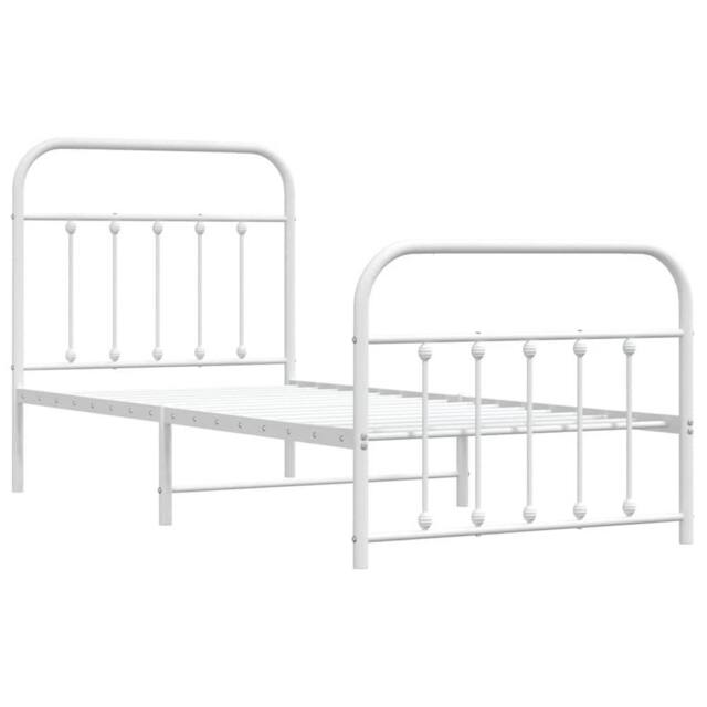 Berkfield Home Metal Bed Frame with Headboard & Footboard White 90x190 cm Single - image 1