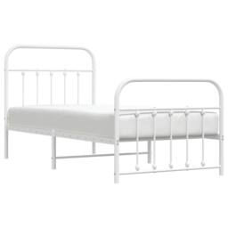 Berkfield Home Metal Bed Frame with Headboard & Footboard White 90x190 cm Single - thumbnail 5