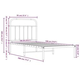 Berkfield Home Metal Bed Frame with Headboard & Footboard White 90x190 cm Single - thumbnail 9