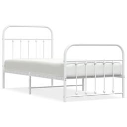 Berkfield Home Metal Bed Frame with Headboard & Footboard White 90x190 cm Single - thumbnail 3