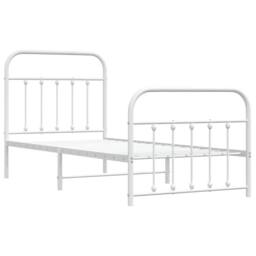 Berkfield Home Metal Bed Frame with Headboard & Footboard White 90x190 cm Single - thumbnail 1