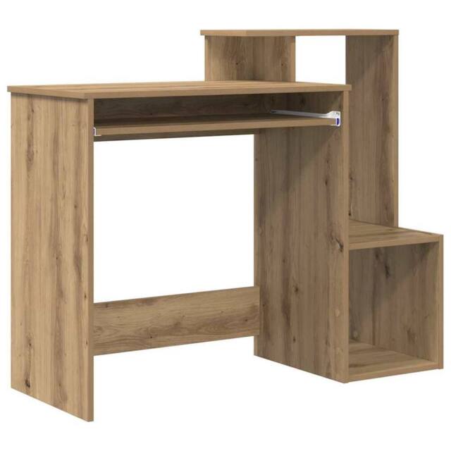 Berkfield Home Oak Computer Desk Artisan Oak Particle board Medium Storage in Brown - image 1