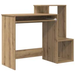 Berkfield Home Oak Computer Desk Artisan Oak Particle board Medium Storage in Brown - thumbnail 1