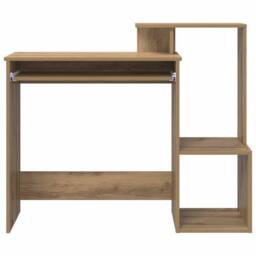 Berkfield Home Oak Computer Desk Artisan Oak Particle board Medium Storage in Brown - thumbnail 6