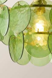 ValueLights Juliette Dimpled Glass Disc 3 Tier Chandelier Ceiling Pendant Light in Bright Green - thumbnail 4