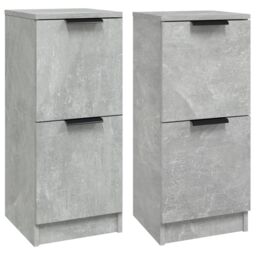 Berkfield Home Sideboards 2 pcs Concrete Grey 30x30x70 cm Engineered Wood - Size: 30 x 30 x 70 cm - thumbnail 2
