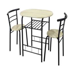 Havendro Modern Dining Table Breakfast Bar 2 Chairs Set Metal Frame in Light Oak