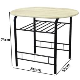 Havendro Modern Dining Table Breakfast Bar 2 Chairs Set Metal Frame in Light Oak - thumbnail 2