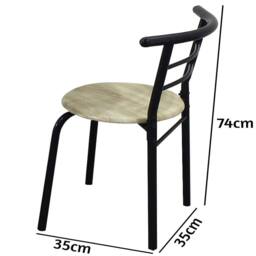 Havendro Modern Dining Table Breakfast Bar 2 Chairs Set Metal Frame in Light Oak - thumbnail 3