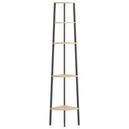 Berkfield Home 5-Tier Corner Shelf Light Brown & Black 45.5x31.5x180 cm - thumbnail 3