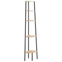 Berkfield Home 5-Tier Corner Shelf Light Brown & Black 45.5x31.5x180 cm - thumbnail 2