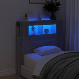 Berkfield Home LED Headboard Grey Sonoma 100x18.5x103.5 cm Engineered Wood - thumbnail 2