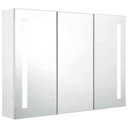 Berkfield Home LED Bathroom Mirror Cabinet 89x14x62 cm Shining White - Size: 89 x 14 x 62 cm - thumbnail 3