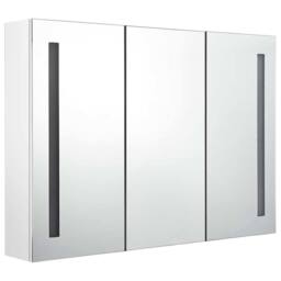 Berkfield Home LED Bathroom Mirror Cabinet 89x14x62 cm Shining White - Size: 89 x 14 x 62 cm - thumbnail 4