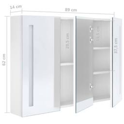 Berkfield Home LED Bathroom Mirror Cabinet 89x14x62 cm Shining White - Size: 89 x 14 x 62 cm - thumbnail 8