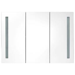 Berkfield Home LED Bathroom Mirror Cabinet 89x14x62 cm Shining White - Size: 89 x 14 x 62 cm - thumbnail 1