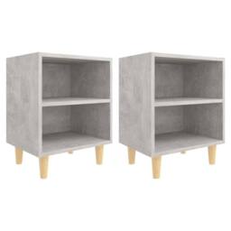 Berkfield Home Bed Cabinets with Solid Wood Leg 2 pcs Concrete Grey 40x30x50cm - Size: 40 x 30 x 50 cm - thumbnail 1
