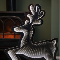 Samuel Alexander 60cm LED Infinity Ice White Leaping Reindeer Christmas Decoration with Metal Base - thumbnail 5