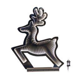 Samuel Alexander 60cm LED Infinity Ice White Leaping Reindeer Christmas Decoration with Metal Base - thumbnail 9