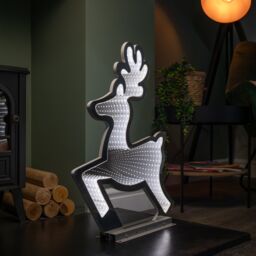 Samuel Alexander 60cm LED Infinity Ice White Leaping Reindeer Christmas Decoration with Metal Base - thumbnail 3