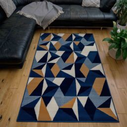 Kukoon Navy Blue Diamond Geometric Living Area Rug - Size: 160 cm x 230 cm - thumbnail 2