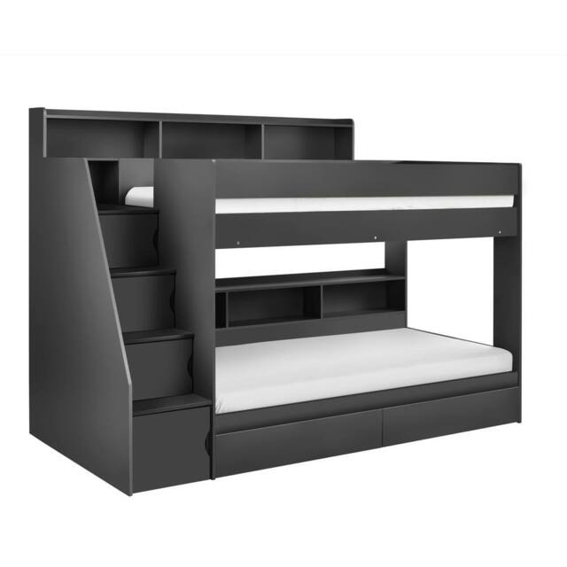 Cheshire Pine Staircase Bunk Anthracite - Single (90cm) in Black - image 1