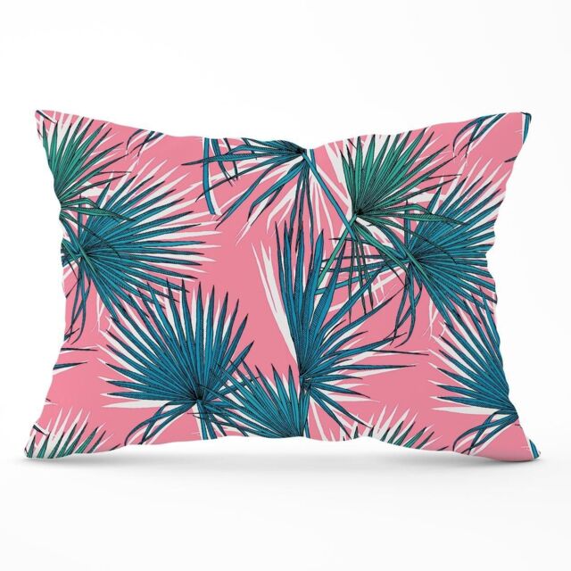 Warren Reed - Designer Pink Green Fan Palms Cushions - Size: 45 cm x 45 cm - image 1