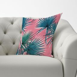 Warren Reed - Designer Pink Green Fan Palms Cushions - Size: 45 cm x 45 cm - thumbnail 2