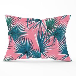 Warren Reed - Designer Pink Green Fan Palms Cushions - Size: 45 cm x 45 cm - thumbnail 1