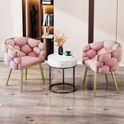 FORGEVIO Pink Vanity Accent Chair with Backrest for Bedroom Dressing Seat - Size: 0.6m2 - thumbnail 5