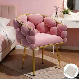 FORGEVIO Pink Vanity Accent Chair with Backrest for Bedroom Dressing Seat - Size: 0.6m2