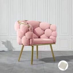 FORGEVIO Pink Vanity Accent Chair with Backrest for Bedroom Dressing Seat - Size: 0.6m2 - thumbnail 3