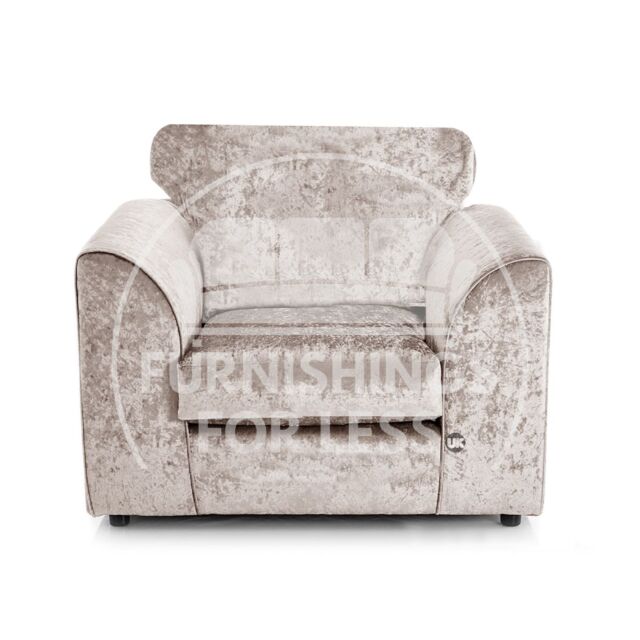 Furnishings For Less UK Crystal Crushed Velvet Single Seater Armchair Curved Arm in Beige - image 1