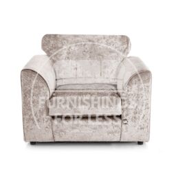 Furnishings For Less UK Crystal Crushed Velvet Single Seater Armchair Curved Arm in Beige - thumbnail 1